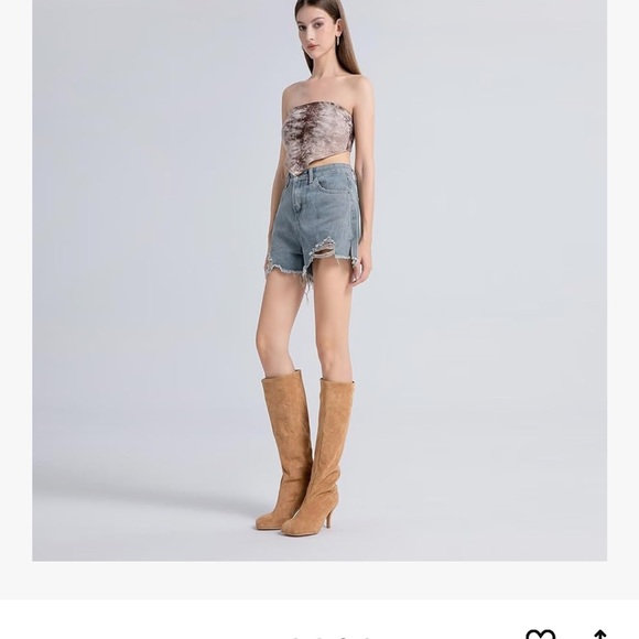 Suede Knee-High Stiletto Boots in Tan - Picture 4 of 6